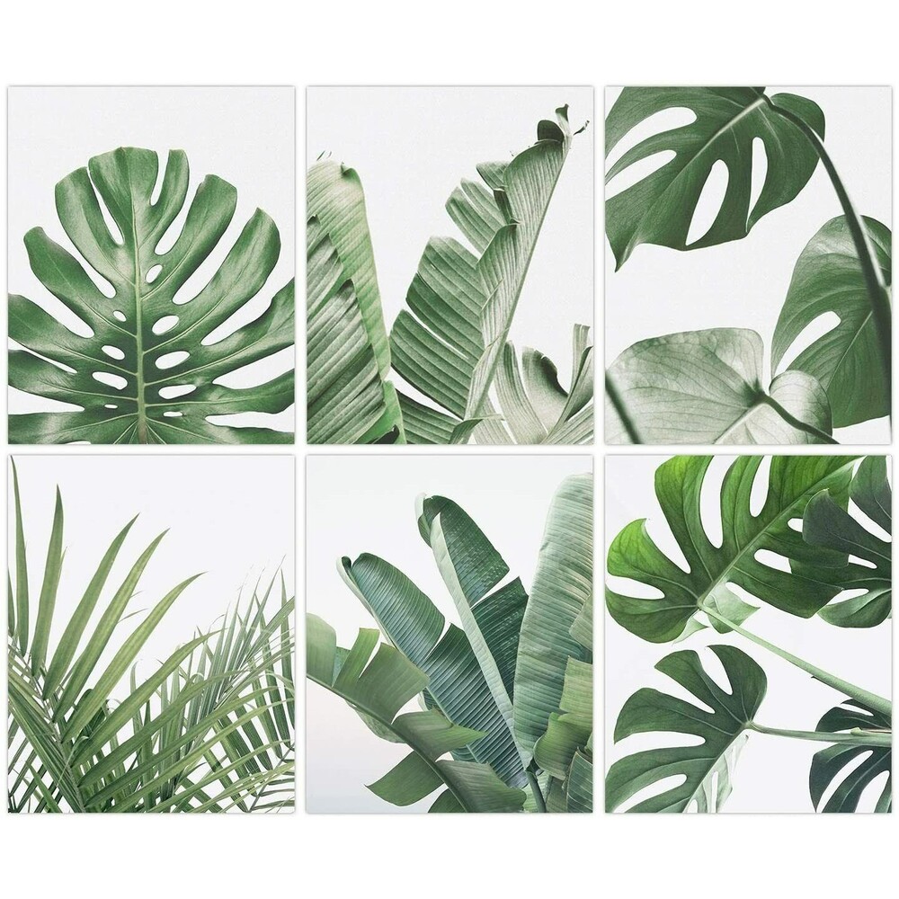 Botanical Wall Art Print Set of 6 Tropical Plant Leaves Wall Art 8"x10" UNFRAMED